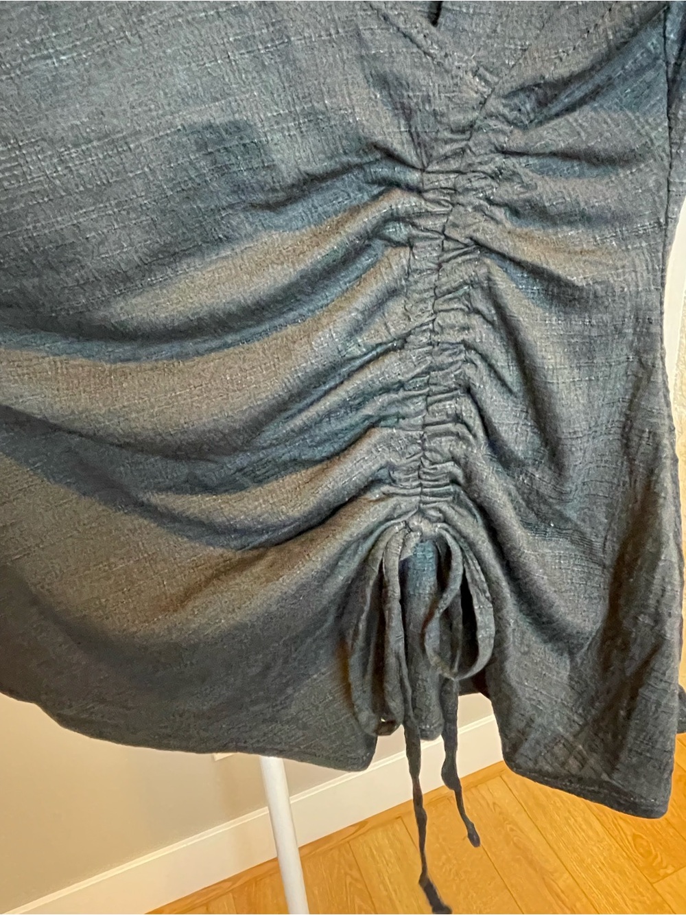 Max Studio Black Ruched Wrap Top - Picture 2 of 5